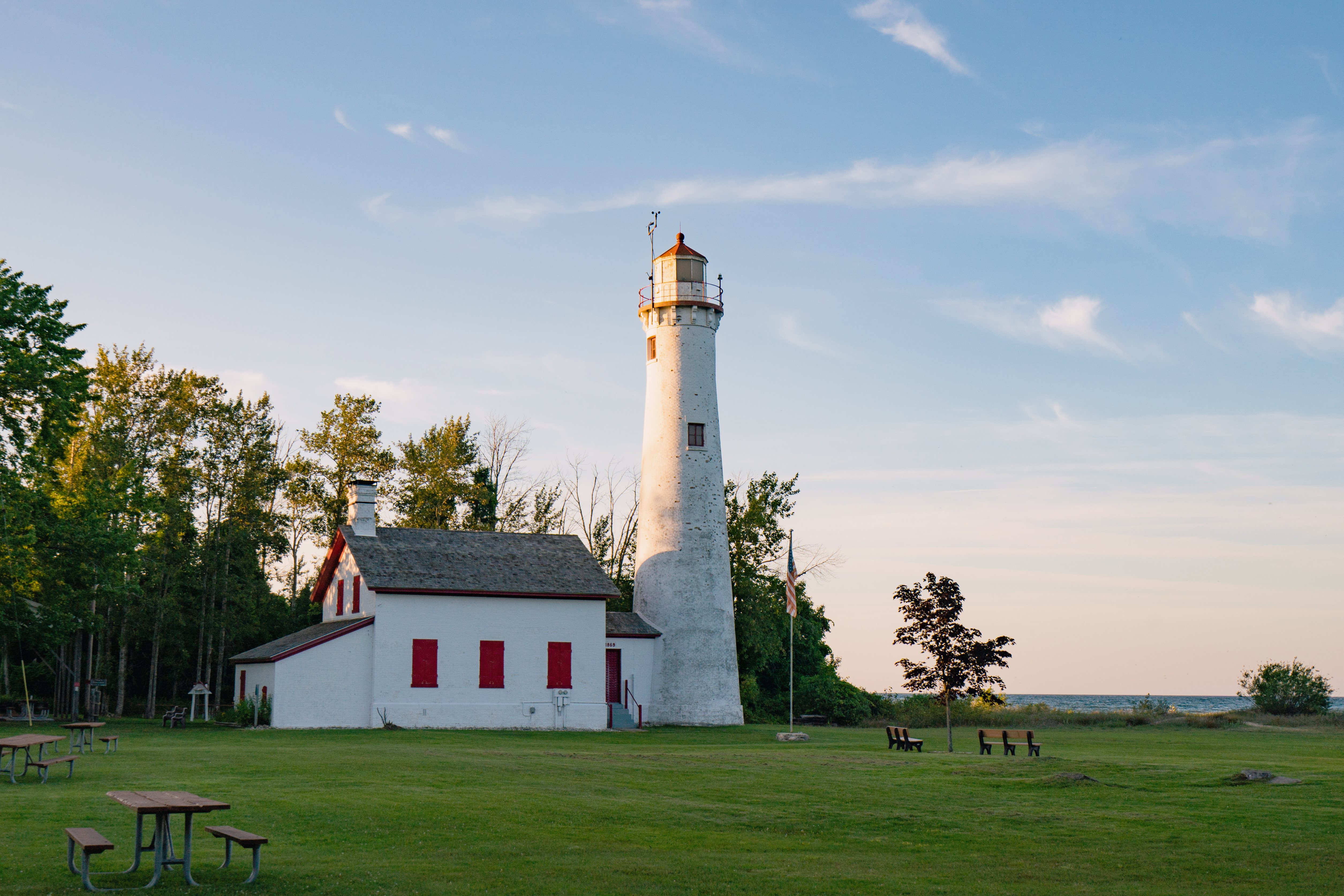 Sturgeon Point Lighthouse A lighthouse near the shore of Lake Huron