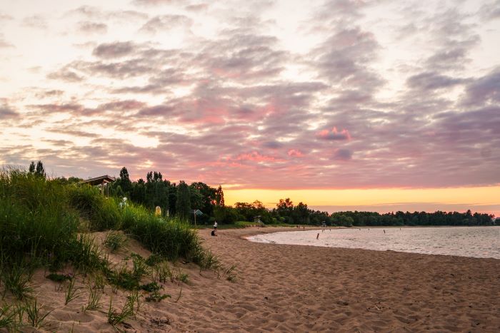 Beachgoers at McCarty's Cove Beach.